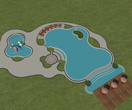  游泳池 户外泳池 无边际泳池3d模型 