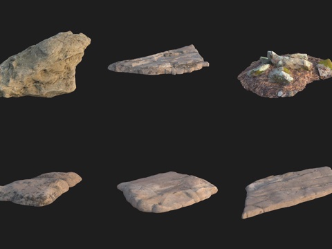  花岗岩岩石石头石材3d模型 