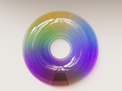  现代挂件 彩色环形墙饰 现代简约挂件 圆环碧玉挂件 异形玻璃3d模型 
