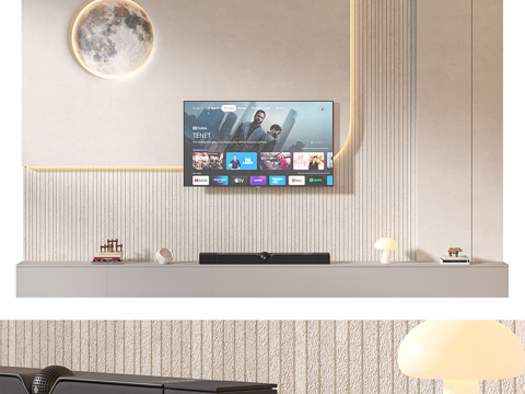  侘寂电视背景墙3d模型 