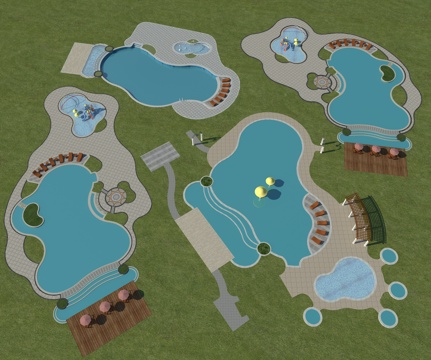  游泳池 户外泳池 无边际泳池3d模型 