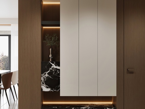  现代玄关 玄关柜 鞋柜 对景墙 装饰墙 装饰柜 过道 入户3d模型 
