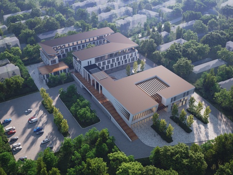  新中式学校小学中学3d模型 