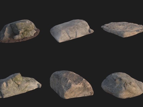  花岗岩石头石材3d模型 