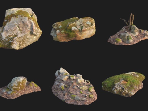  花岗岩岩石石头石材3d模型 