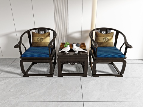  中式休闲椅组合3d模型 
