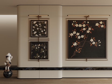  法式中古挂画 装饰画 挂画 画框 客厅挂画su模型 