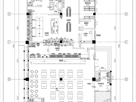  大食堂 餐厅 特色餐饮平面方案图cad施工图 