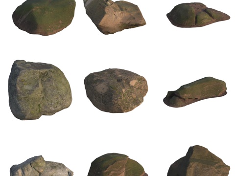  青苔石头巨石岩石3d模型 