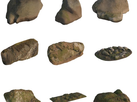  青苔石头巨石岩石3d模型 