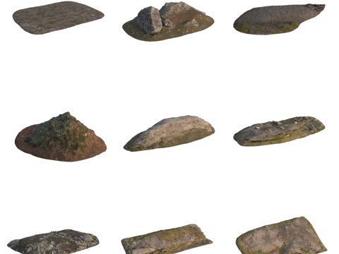 青苔石头巨石岩石3d模型 