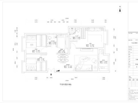  75㎡三房家装空间设计CAD施工图cad施工图 