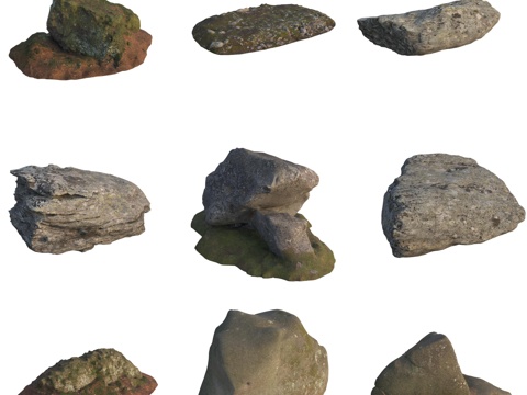  青苔石头巨石岩石3d模型 