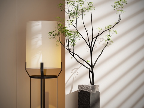  现代盆栽植物灯摆件3d模型 