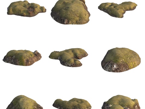  青苔石头巨石岩石3d模型 