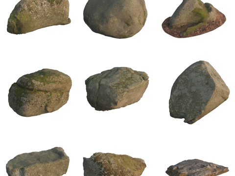  青苔石头巨石岩石3d模型 