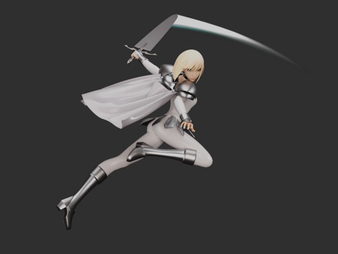  现代游戏角色 女主角 女剑士 女骑士 披风 战士 盔甲 克莱3d模型 