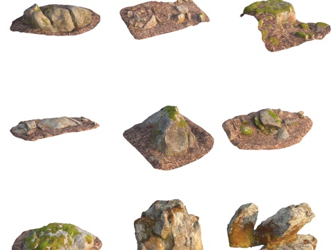  青苔石头巨石岩石3d模型 