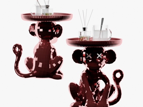  现代金属猴子边几3d模型 