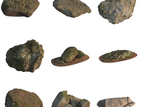  青苔石头巨石岩石3d模型 