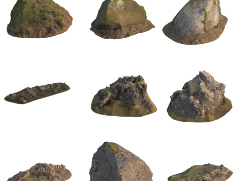  青苔石头巨石岩石3d模型 