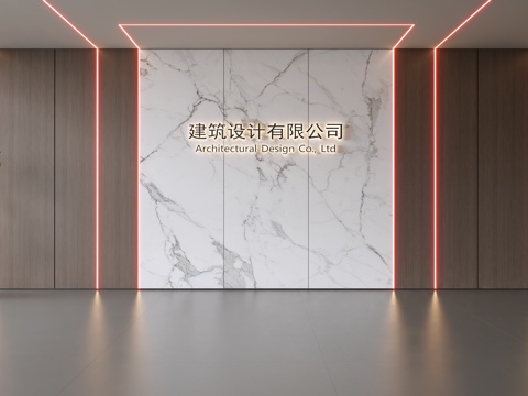  前台背景墙 大厅背景墙 公司形象墙  前台接待背景3d模型 