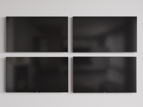  现代液晶电视 显示屏 显示器su模型 