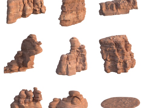  砂岩石大石头石壁巨石3d模型 