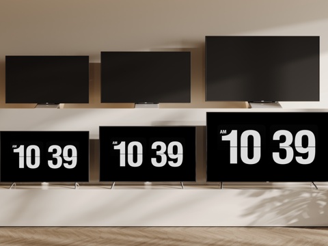  现代液晶电视 显示屏 显示器su模型 