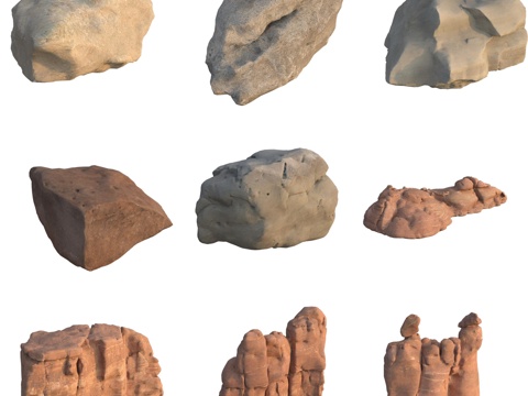  砂岩石大石头石壁巨石3d模型 