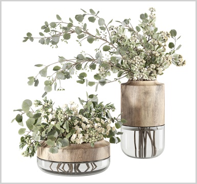  花瓶摆件 花瓶花卉 绿植摆件 绿植装饰 餐桌摆件 电视柜摆件3d模型 