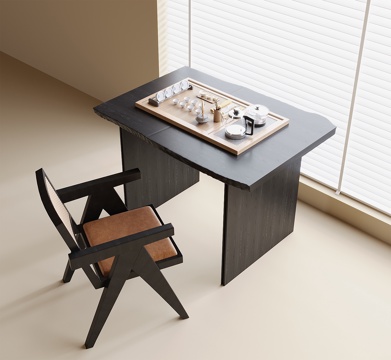  现代阳台茶桌椅 茶具3d模型 