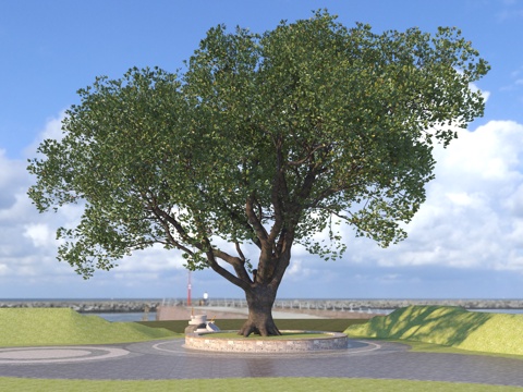  现代百年古树3d模型 