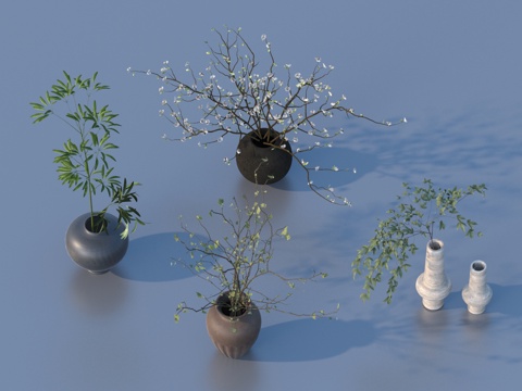  饰品摆件组合 花束 花瓶3d模型 