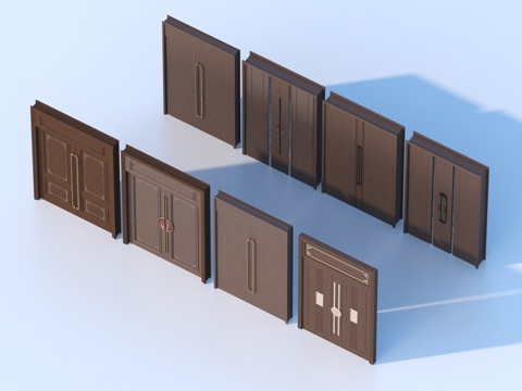  门 房门 木门 单开门 玻璃门 双开门3d模型 
