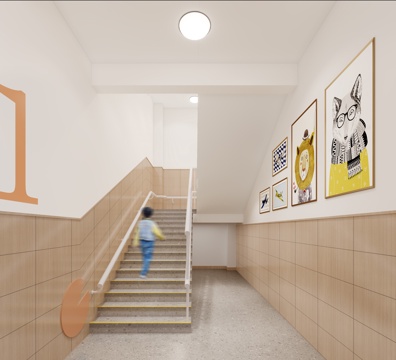  现代幼儿园楼梯间3d模型 