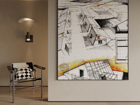  现代装饰画3d模型 