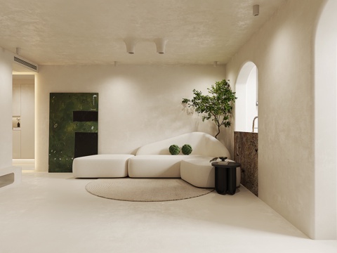  侘寂风 LOFT 客餐厅3d模型 