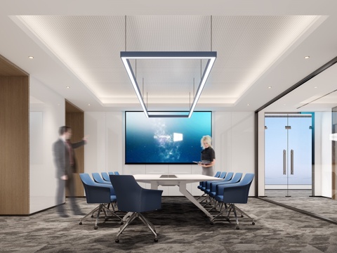  现代办公会议室3d模型 
