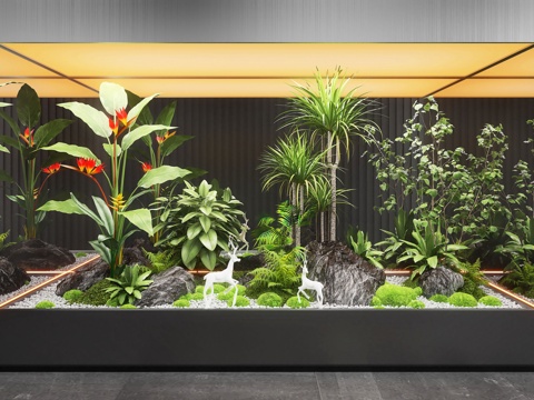  现代景观造景 苔藓植物 室内景观su模型 