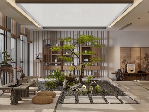  新中式禅意茶室3d模型 