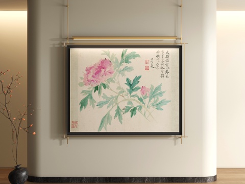 宋式装饰画 新中式山水画3d模型 