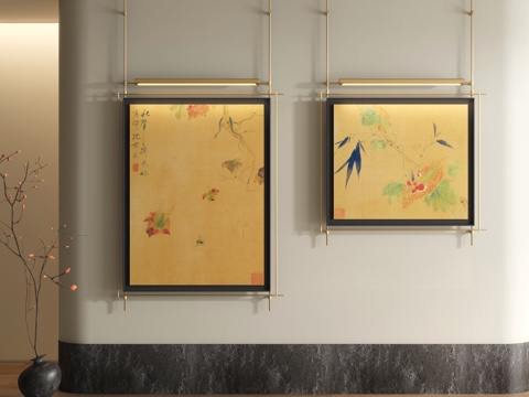  宋式装饰画 新中式山水画3d模型 