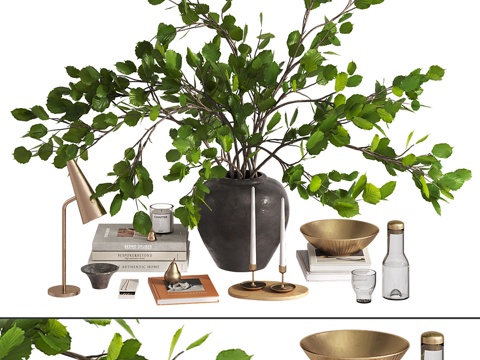  树枝花束装饰套装3d模型 