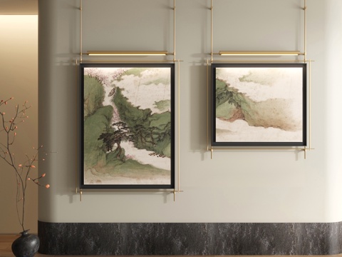  宋式装饰画 新中式山水画3d模型 