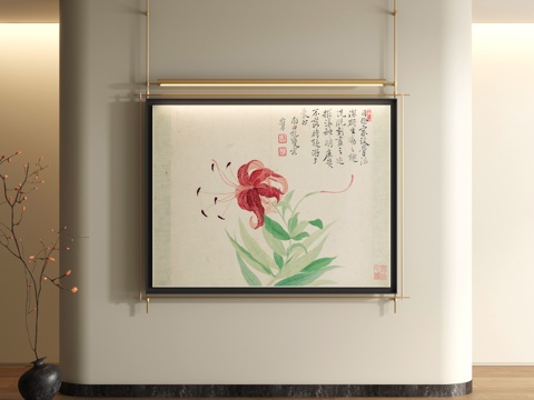  宋式装饰画 新中式山水画3d模型 
