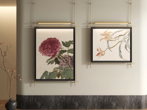  宋式装饰画 新中式山水画3d模型 
