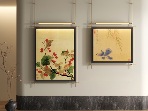  宋式装饰画 新中式山水画3d模型 