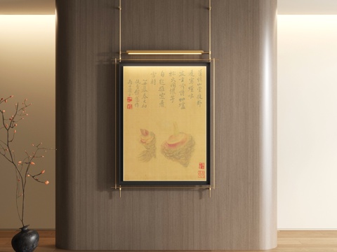  宋式装饰画 新中式山水画3d模型 