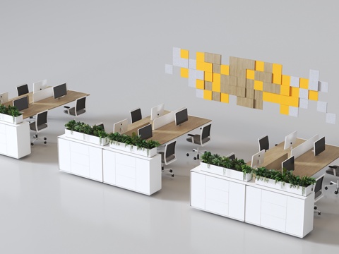  现代办公桌椅3d模型 
